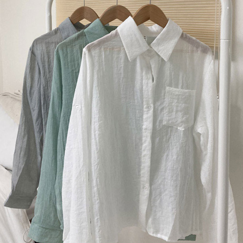 FD-0050  여성 베이직 긴팔 여름 셔츠 